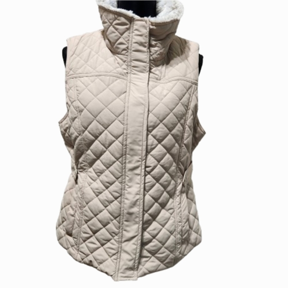 Weatherproof Quilted Bone-coloured Beige Women's Faux Fur Lined Vest (L) - Picture 4 of 16